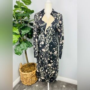 NWT Anthropologie Solitaire Faux Suede Floral Long Coat w/ Belt